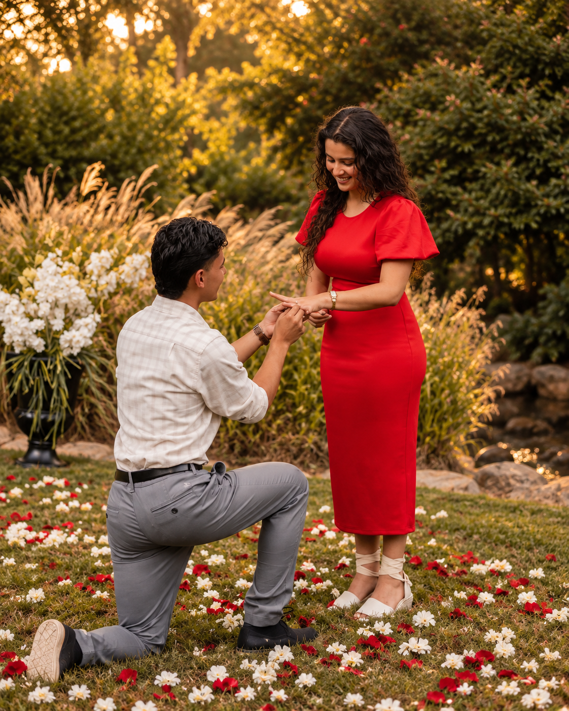 Mariana and her fiancé during their engagement